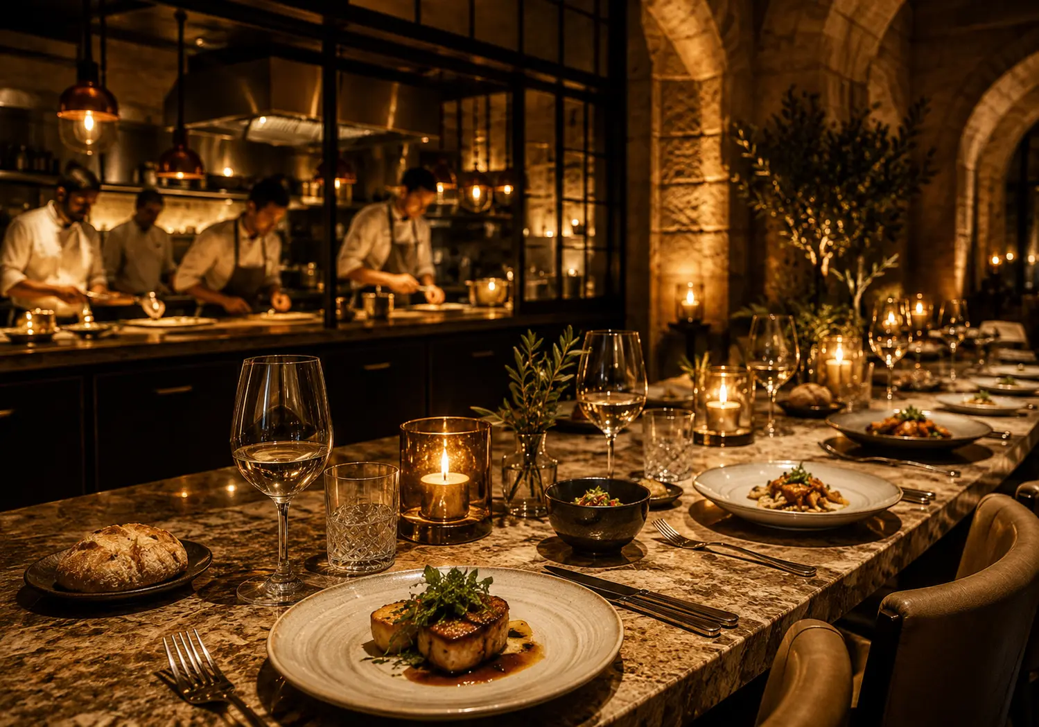 Private dining table prepared for an event