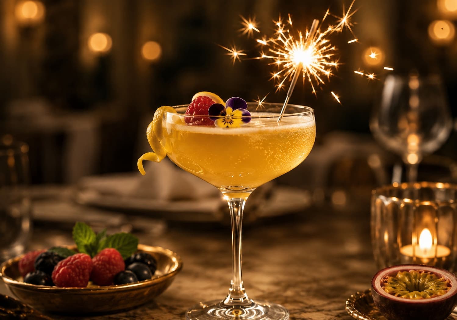 Guests raising glasses at a celebration
