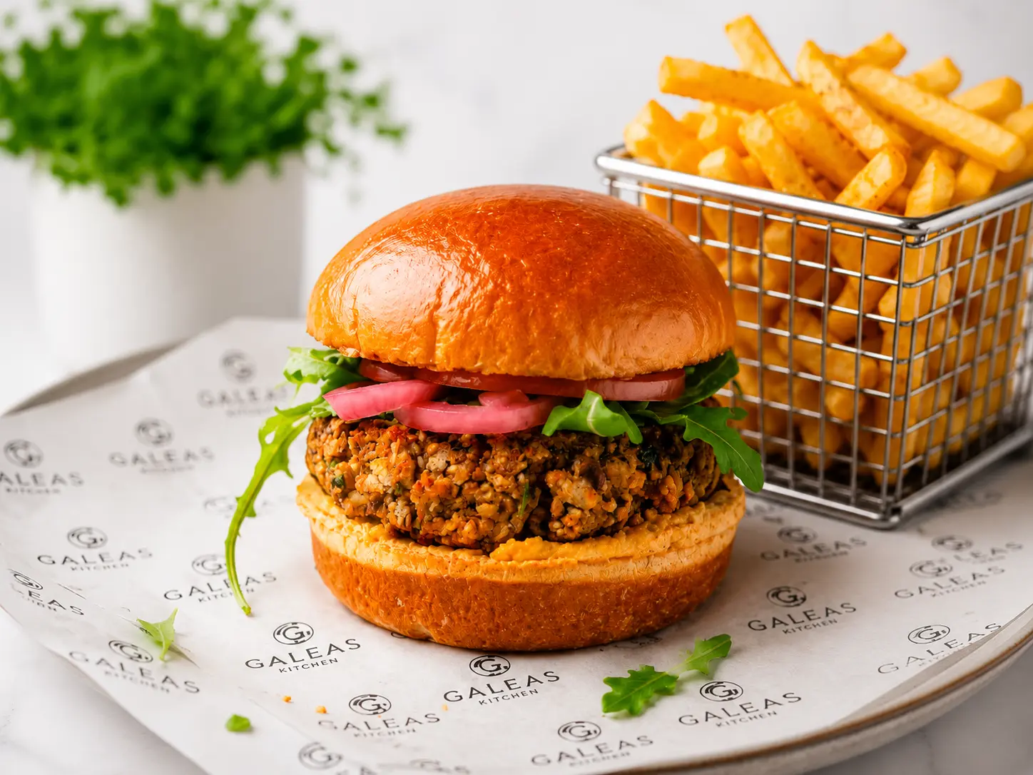 Homemade falafel burger