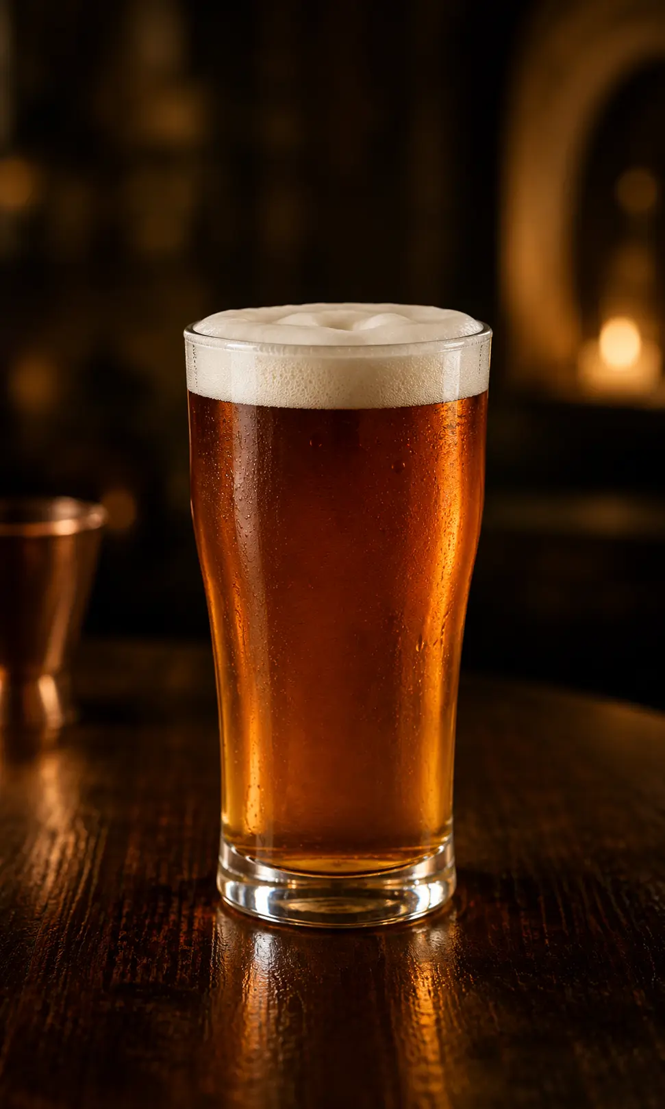 Beer poured into a glass