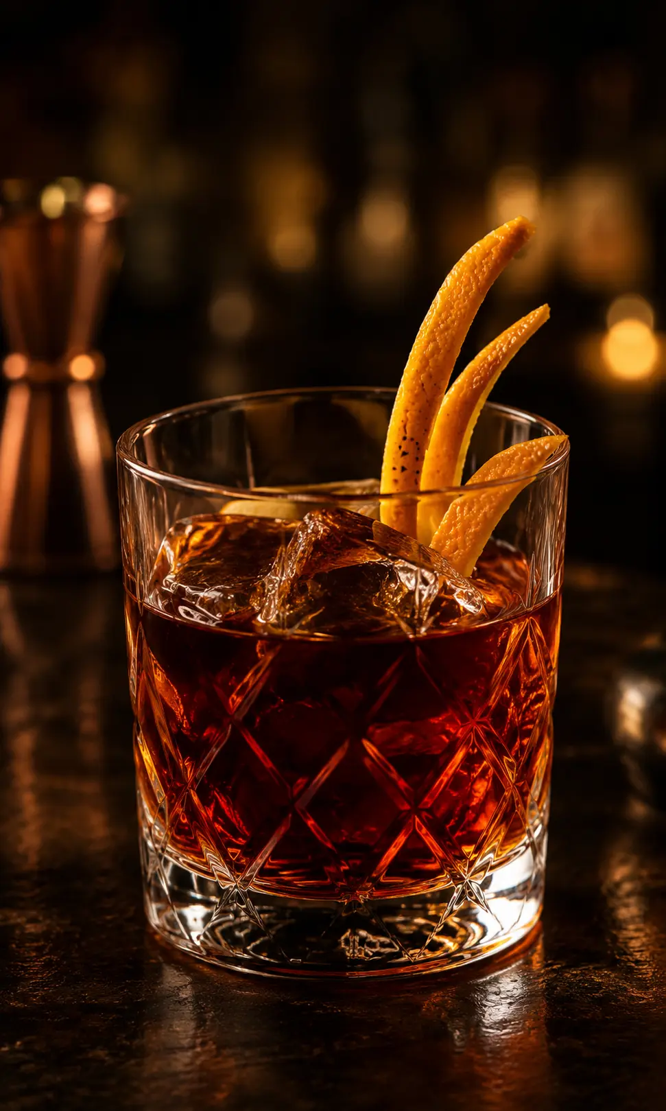 Premium spirits on the bar