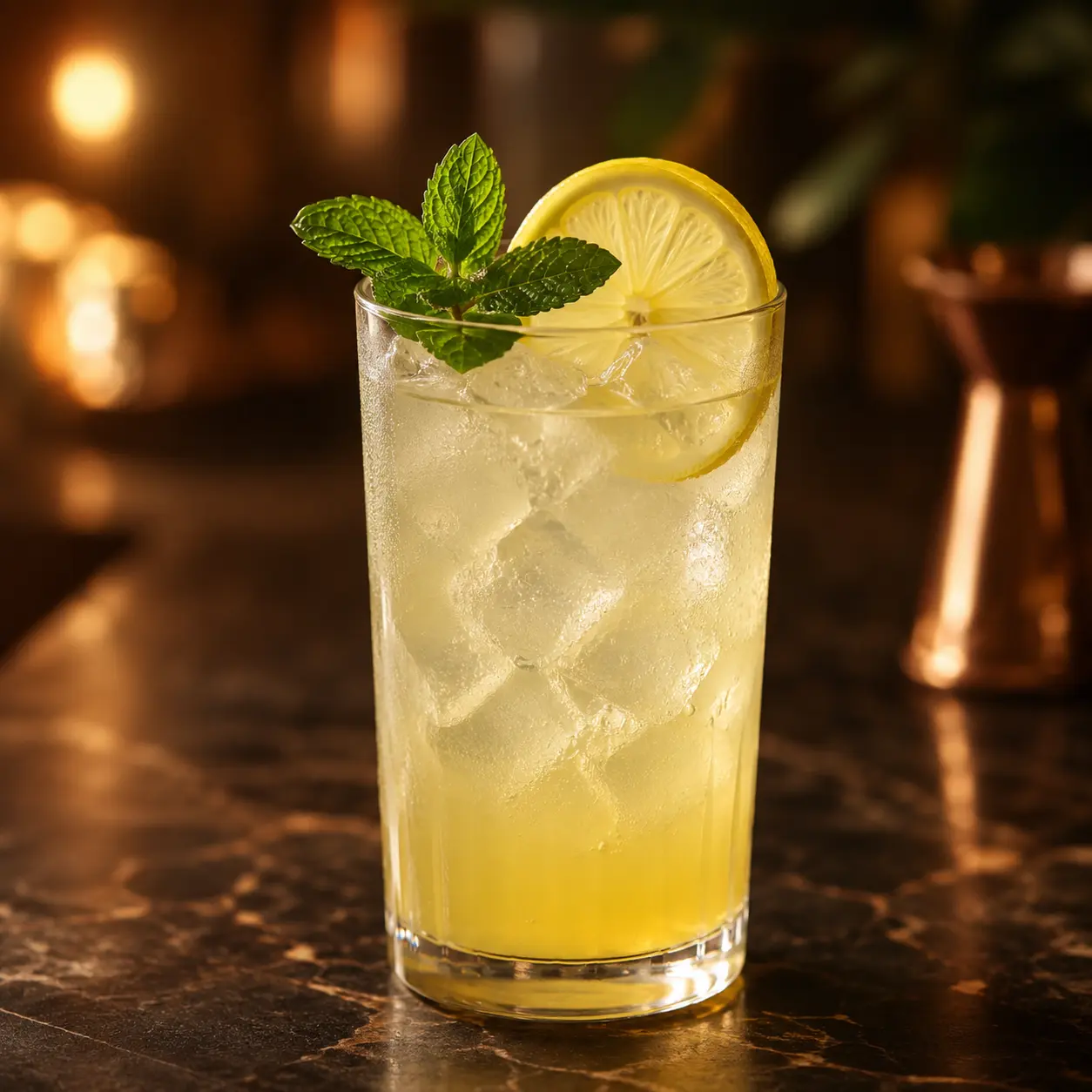 Two signature cocktails on the bar