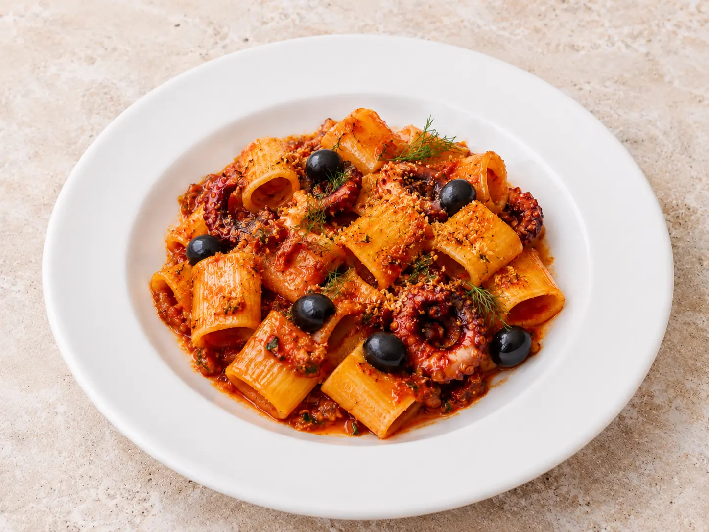 Paccheri octopus qarnita