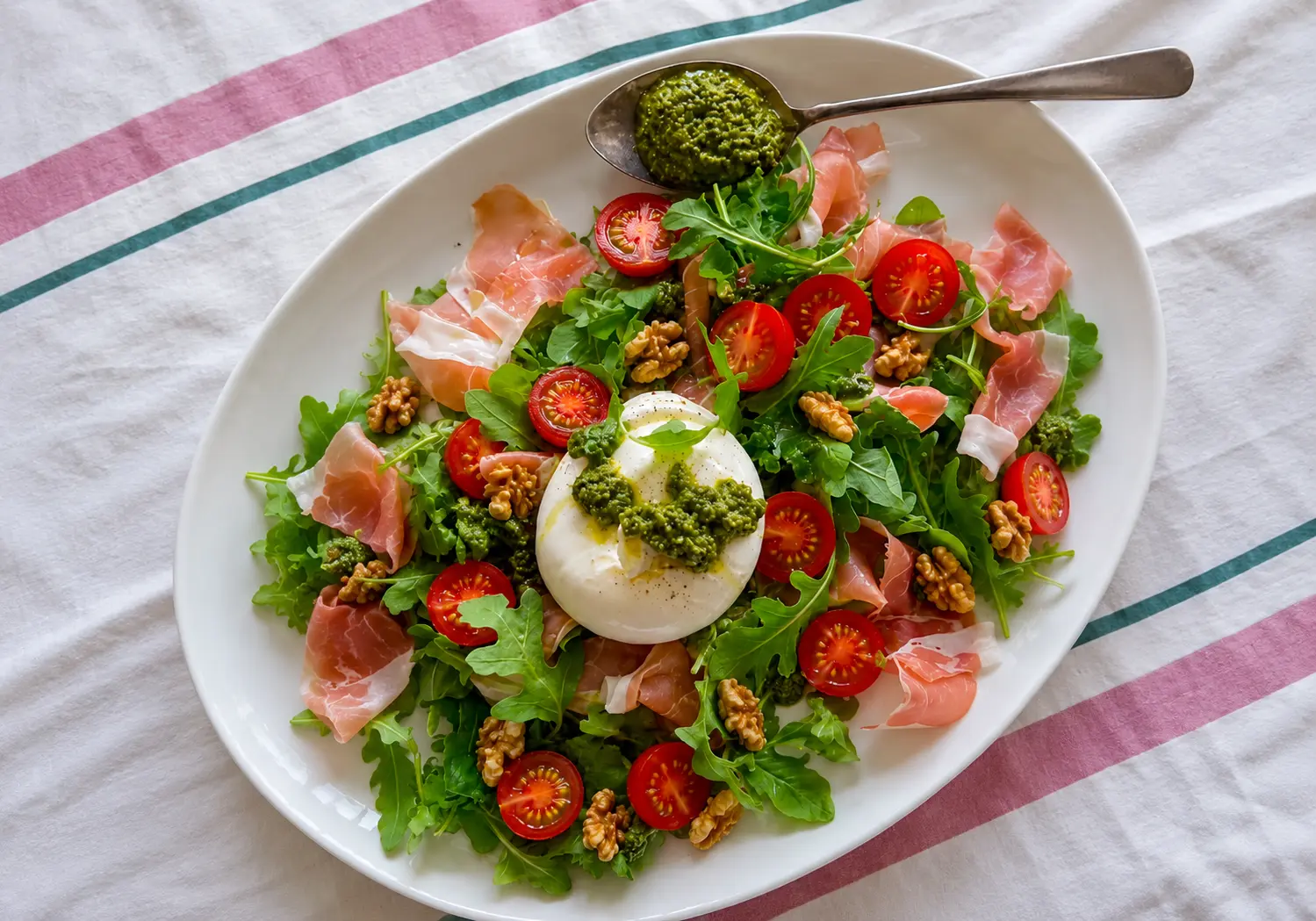Parma ham and burrata salad