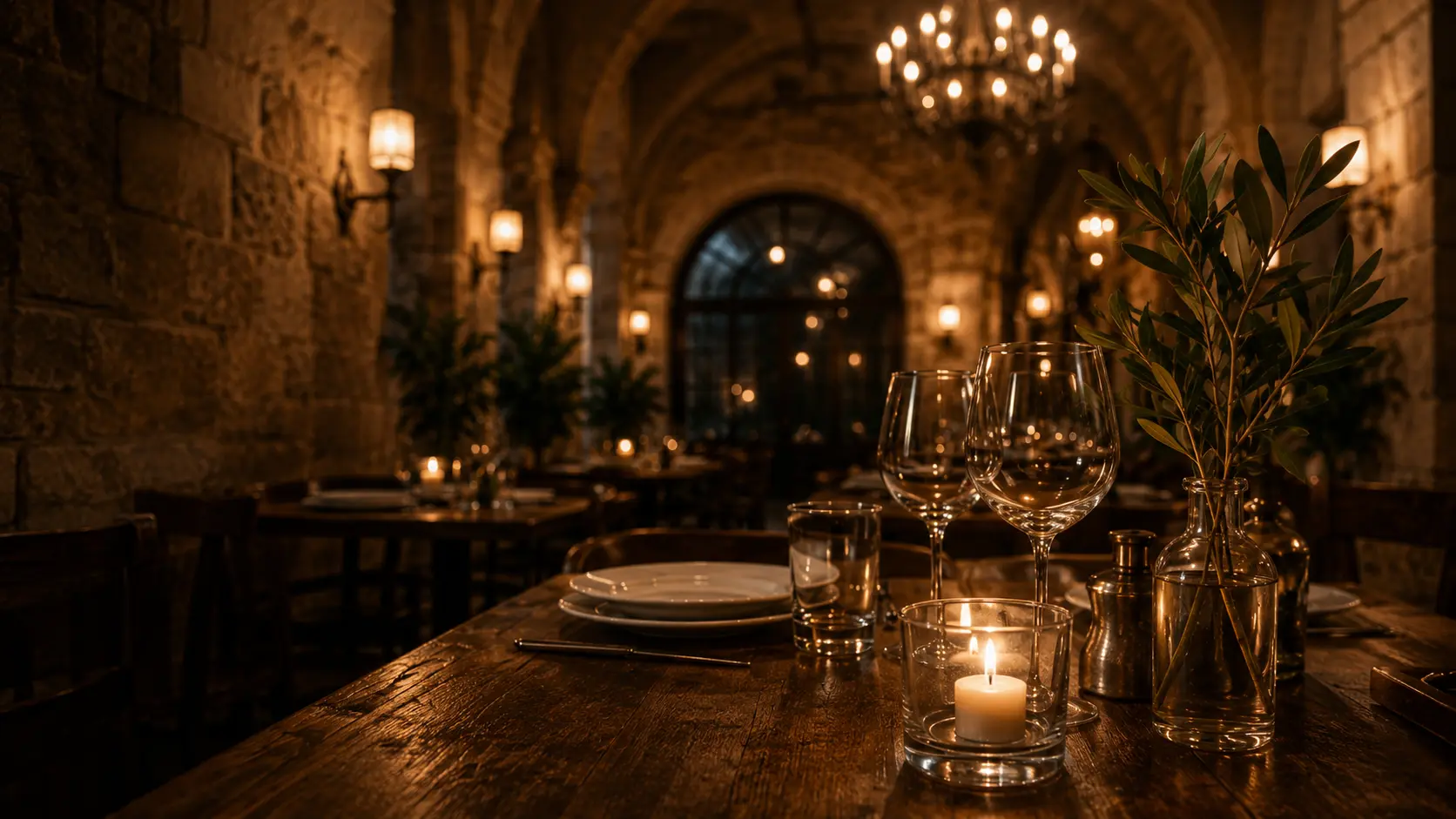 Candle-lit dining room at Galea's Kitchen