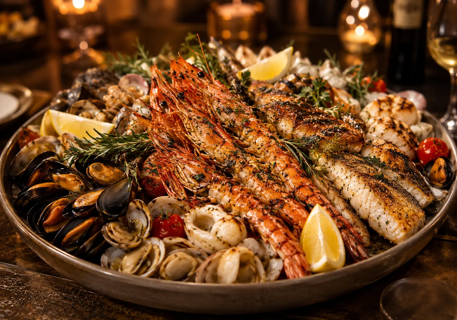 Seasonal Mediterranean seafood platter