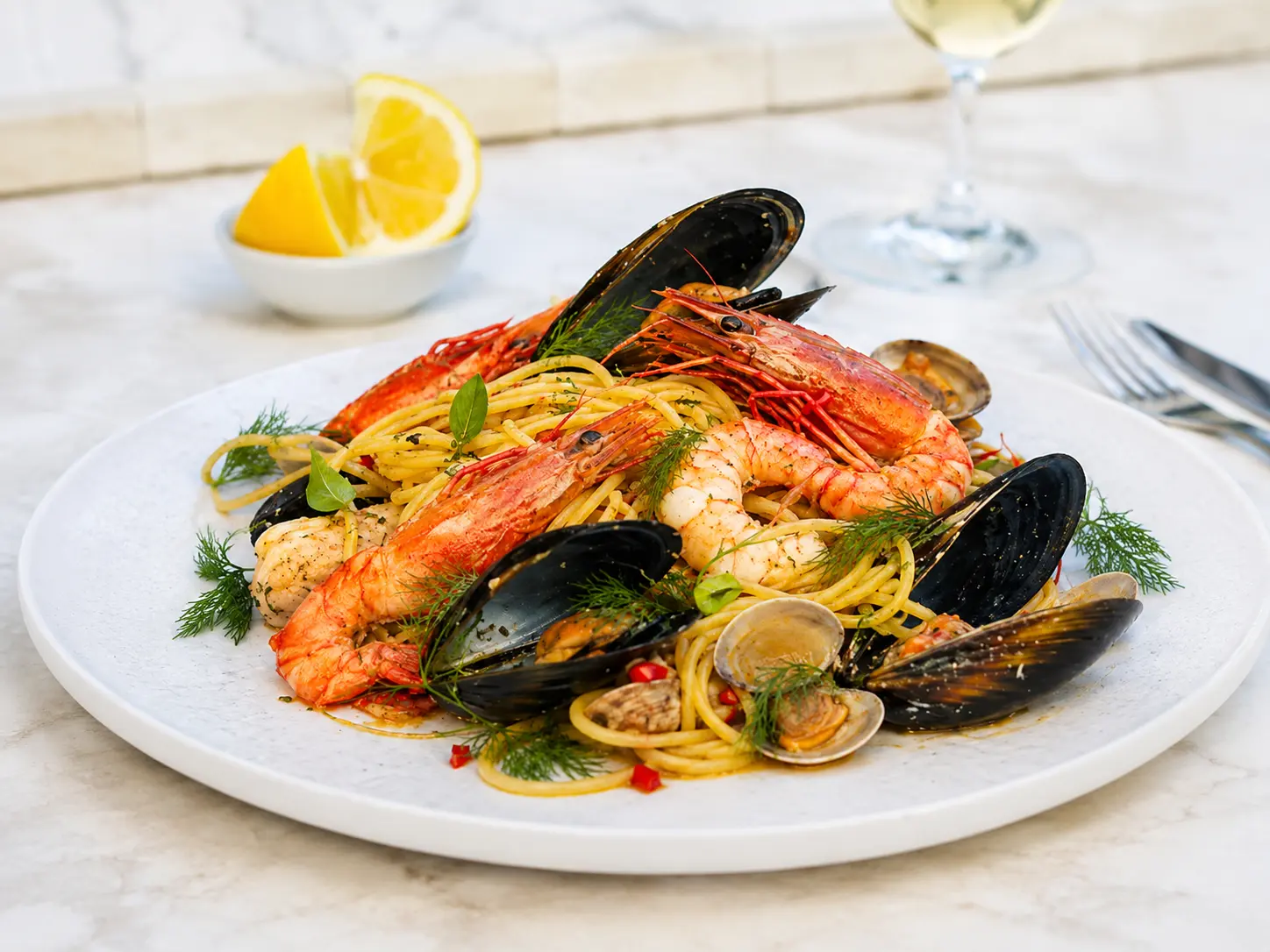 Spaghetti fresh seafood